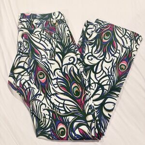 Lilly Pulitzer Peacock Pants Palm Beach Fit Flare Bootcut Cute Sz 12